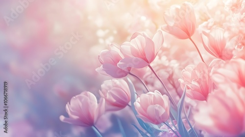 Soft Pink Tulips with a Delicate Blurred Background