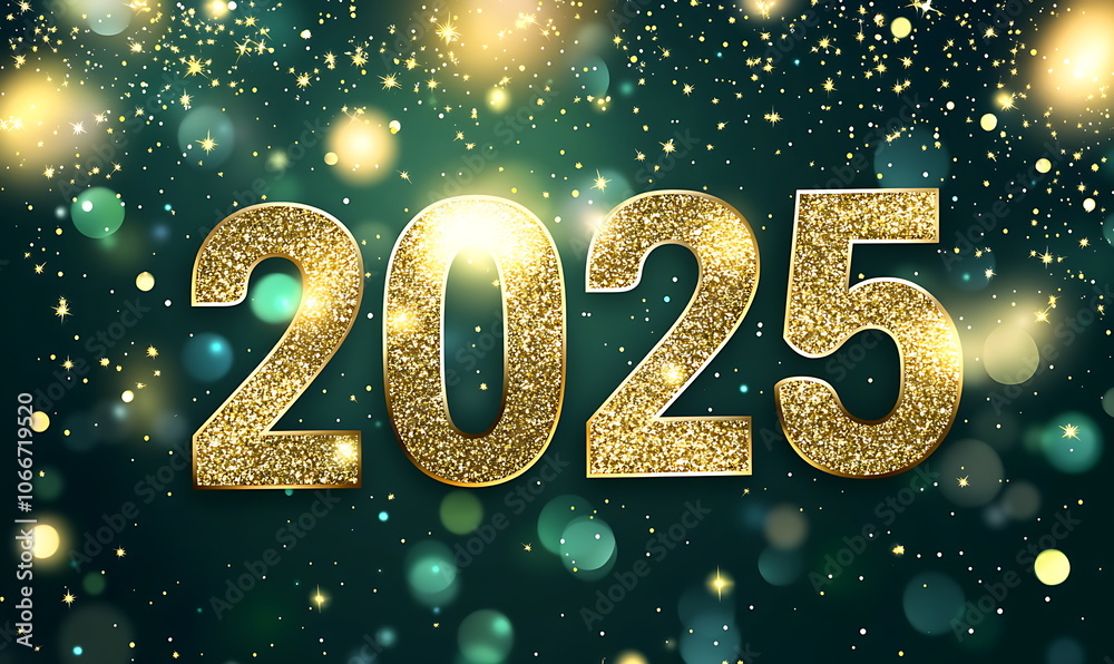 Happy New Year 2025 with golden text, AI generated Happy New Year 2025 with golden text, AI generated