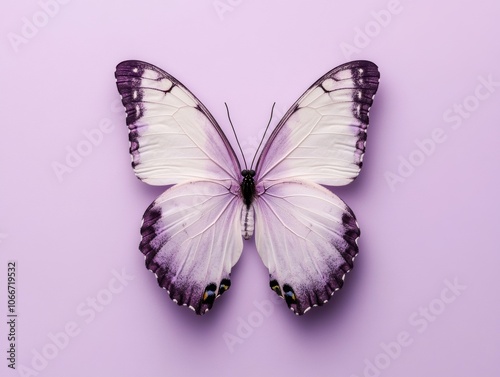 A butterfly with purple wings is sitting on a purple background photo