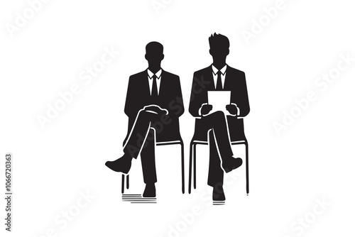 Black and white job seeker concept silhouette vector.