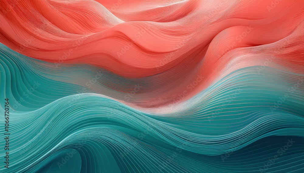 Abstract Ocean Wave Layers in Coral and Teal. Soft, Flowing Lines in Fluid Waveforms Representing Coastal Calm, Movement, and Balance. Perfect for Wellness, Nature, or Tranquil Backgrounds Abstract Ocean Wave Layers in Coral and Teal. Soft, Flowing Lines in Fluid Waveforms Representing Coastal Calm, Movement, and Balance. Perfect for Wellness, Nature, or Tranquil Backgrounds