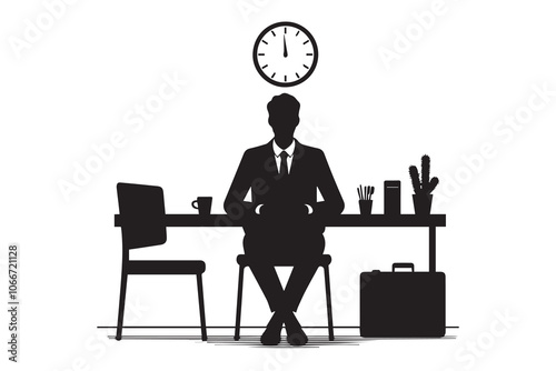 Office worker concept silhouette on white background.