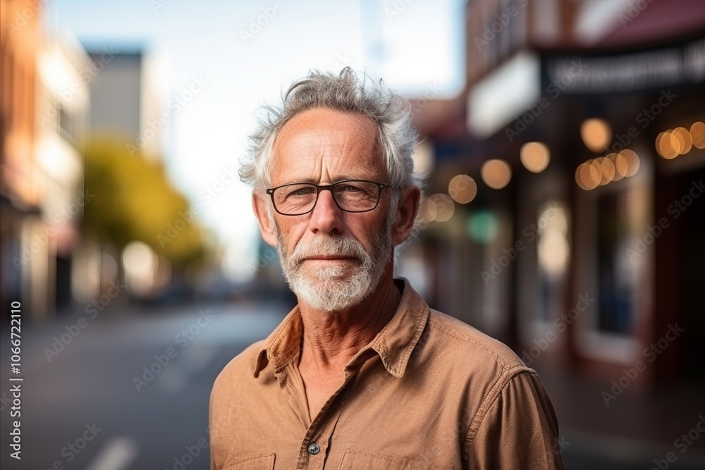 Portrait of a senior man with glasses on a city street. Portrait of a senior man with glasses on a city street.