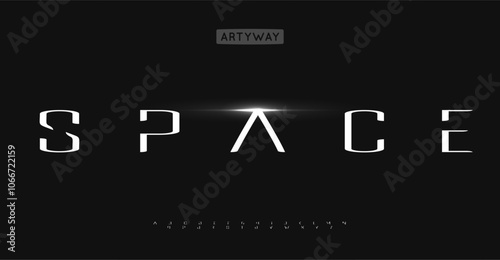 Minimalist galactic font, futuristic letters with cosmic elegance, cutting-edge fon for space exploring brandong, innovation sci-fi technology logo, luxury contemporary identity. Vector typeset