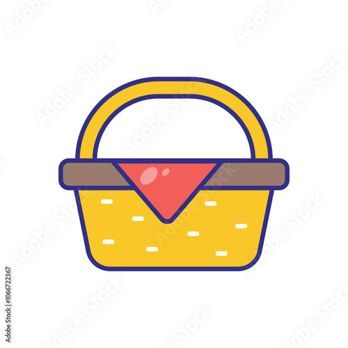 Picnic Basket vector icon stock illustration