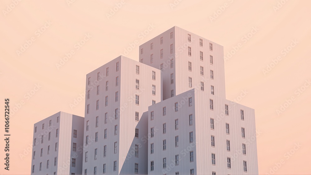 Generative AI, Minimalist Modern Architecture Against Pastel Sky Generative AI, Minimalist Modern Architecture Against Pastel Sky