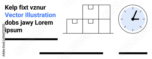 Stackable boxes and a clock symbolize efficient warehouse storage and time management. Ideal for logistics, supply chain, productivity apps, e-commerce, inventory management, on-time delivery