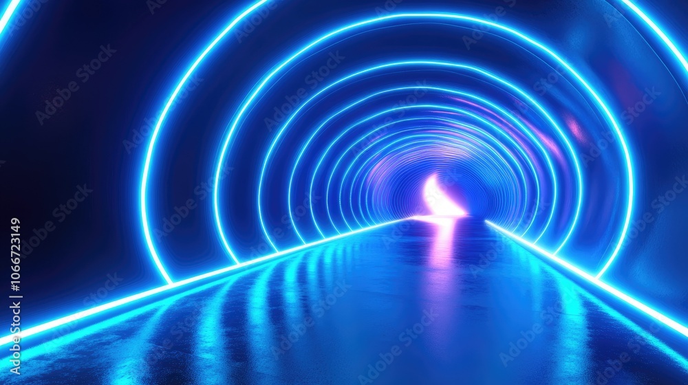 Futuristic Neon Tunnel with Light Effects