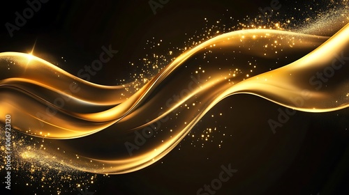 Abstract Golden Wave with Glimmering Dust Particles