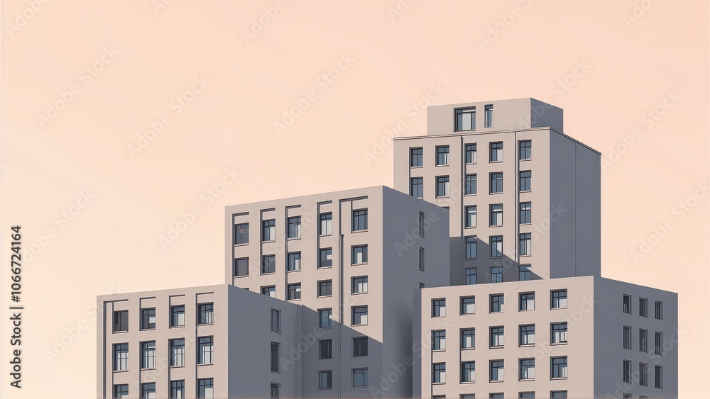 Generative AI, Minimalist Modern Architecture Against Pastel Sky Generative AI, Minimalist Modern Architecture Against Pastel Sky