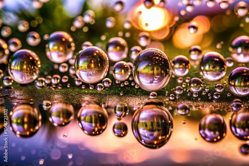 Wallpaper Mural Stunning Bokeh Effect of Water Drops on Glass - Captivating Nature Photography, Beautiful Close-Up, Macro Water Droplets, Soft Focus, Refreshing Aesthetic, Rainy Day Atmosphere, Natural Beauty Torontodigital.ca