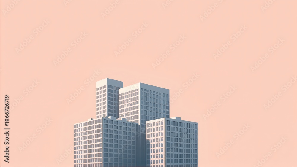 Fototapeta premium Generative AI, Minimalist Modern Architecture Against Pastel Sky