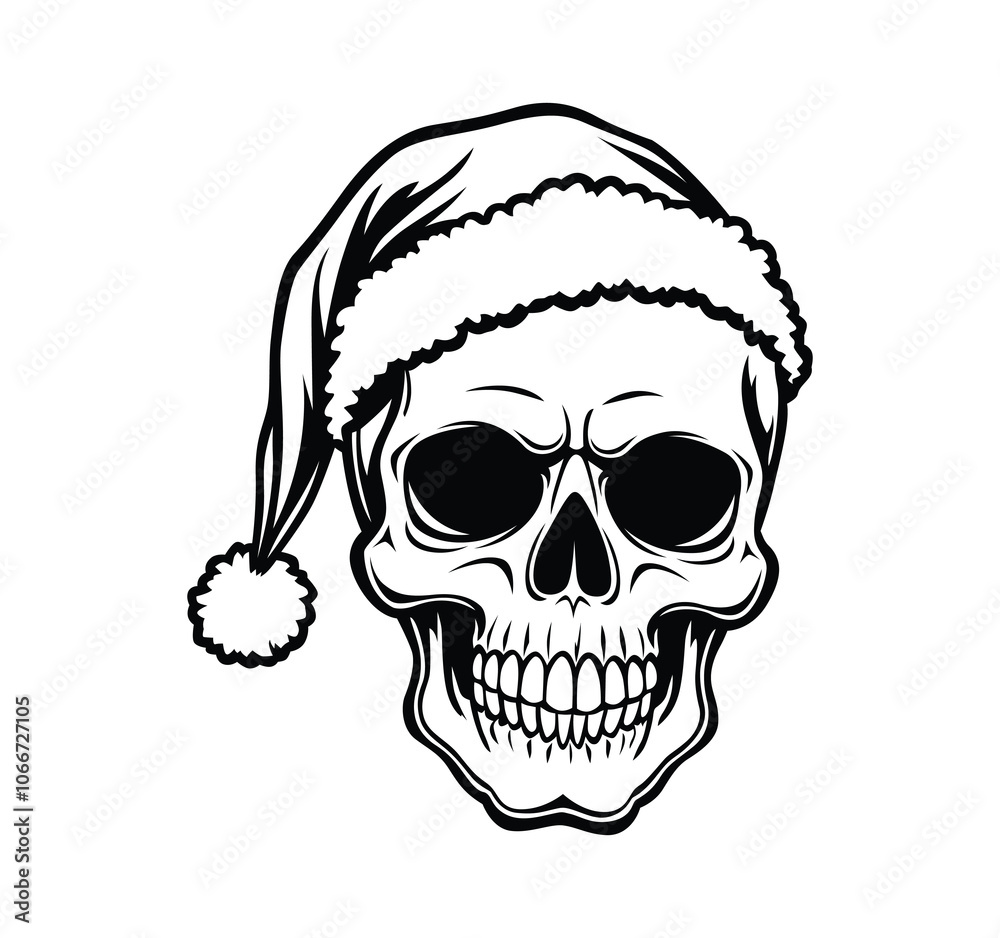 Fototapeta premium Skull wearing a winter hat vector