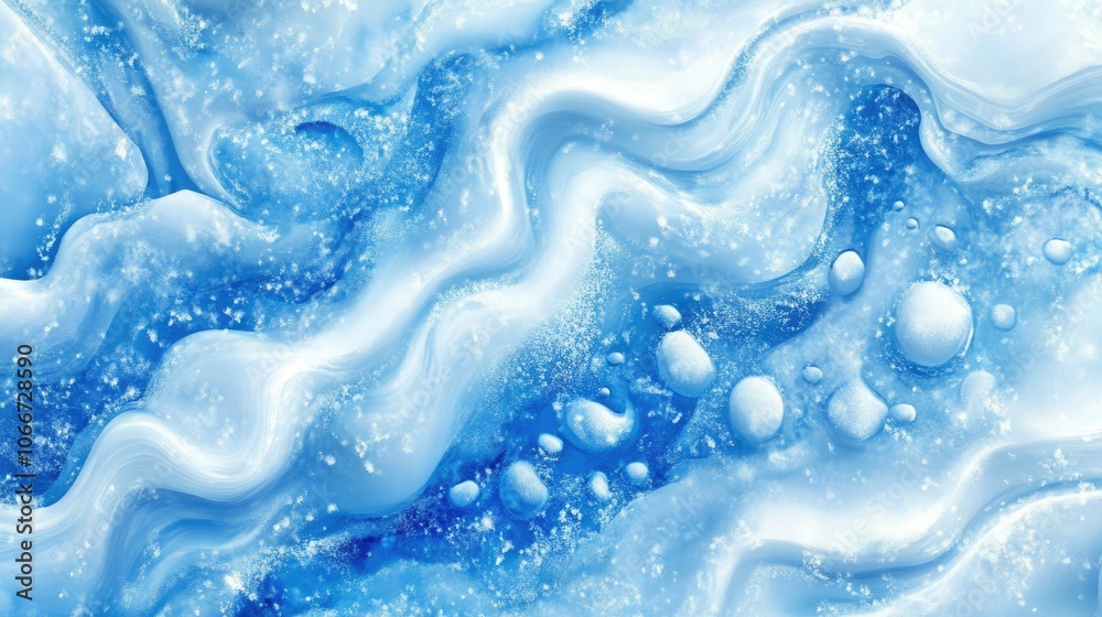 Blue Abstract Waves and Bubbles Background