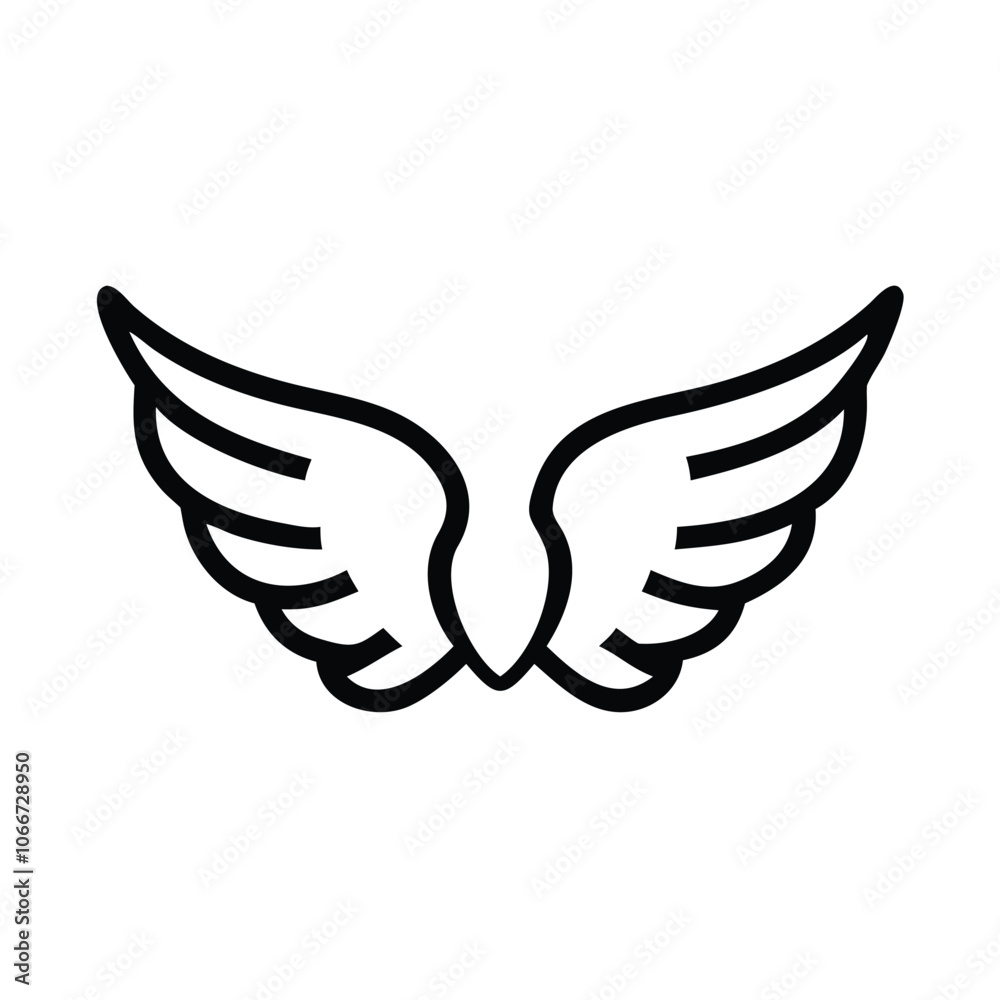 Outline Icon of Angel Wings Illustration, Simple black and white outline of a pair of angel wings, featuring a minimalist design ideal for religious or fantasy themes.
Outline Icon of Angel Wings Illustration, Simple black and white outline of a pair of angel wings, featuring a minimalist design ideal for religious or fantasy themes.
