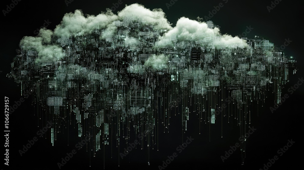 Abstract Digital Cloud with Data Visualization Elements Abstract Digital Cloud with Data Visualization Elements