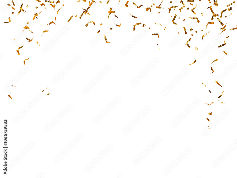 Obraz premium Golden confetti falling from the top of the image, creating a festive and celebratory atmosphere
