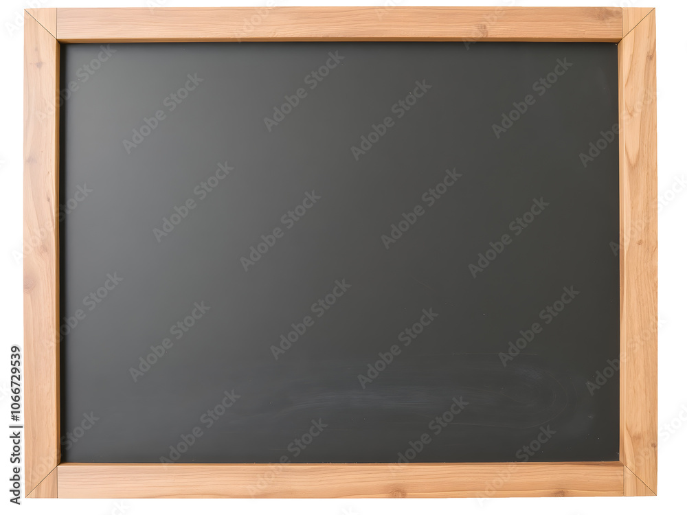 A blank chalkboard with a wooden frame, ready for writing or drawing A blank chalkboard with a wooden frame, ready for writing or drawing