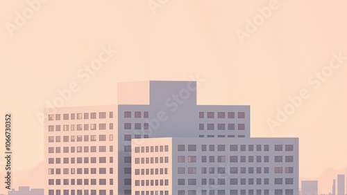 Generative AI, Minimalist Modern Architecture Against Pastel Sky