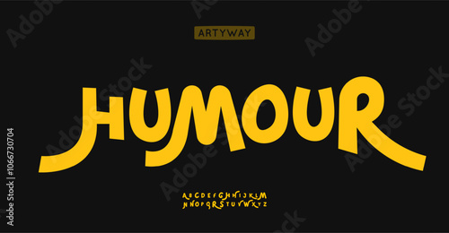 Playful comic alphabet, cartoon quirky letters, lighthearted lively font for kids entertainment, show branding, cheerful logo, fun headline. Vector typeset