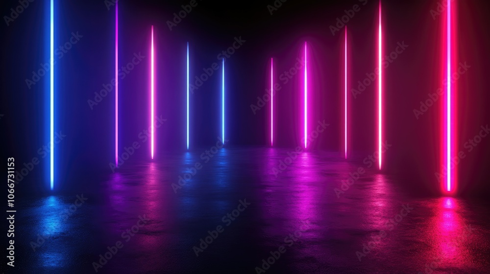 Futuristic Neon Lights in Dark Environment Futuristic Neon Lights in Dark Environment