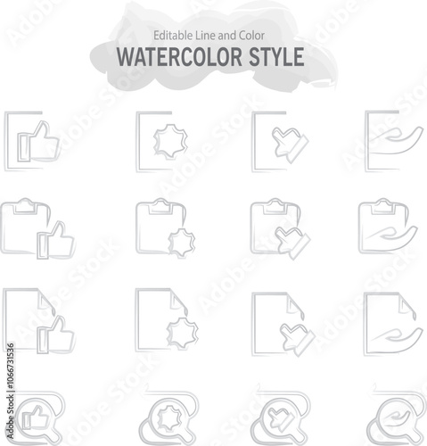 ICON WATERCOLOR STYLE EDITABLE LINE and OLOR vettoriale