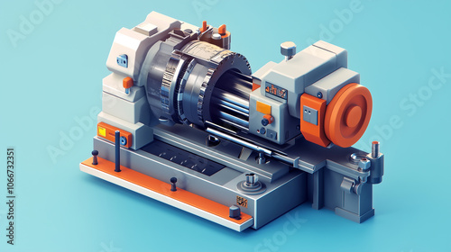 Industrial lathe machine with chuck and cutting tool