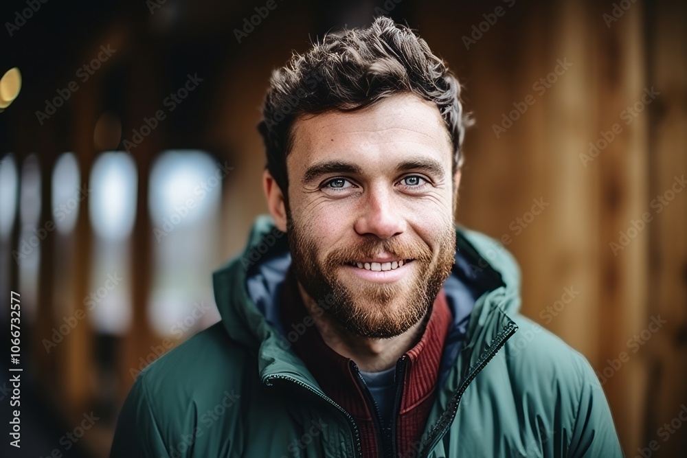 Portrait of a handsome young man in a winter jacket standing outdoors Portrait of a handsome young man in a winter jacket standing outdoors