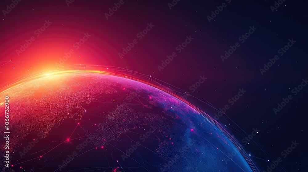 Obraz premium Vibrant Earth at Dawn Over a Cosmic Background
