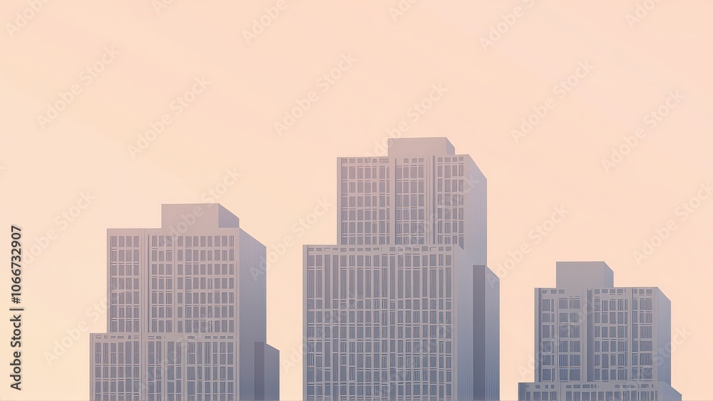 Generative AI, Minimalist Modern Architecture Against Pastel Sky Generative AI, Minimalist Modern Architecture Against Pastel Sky