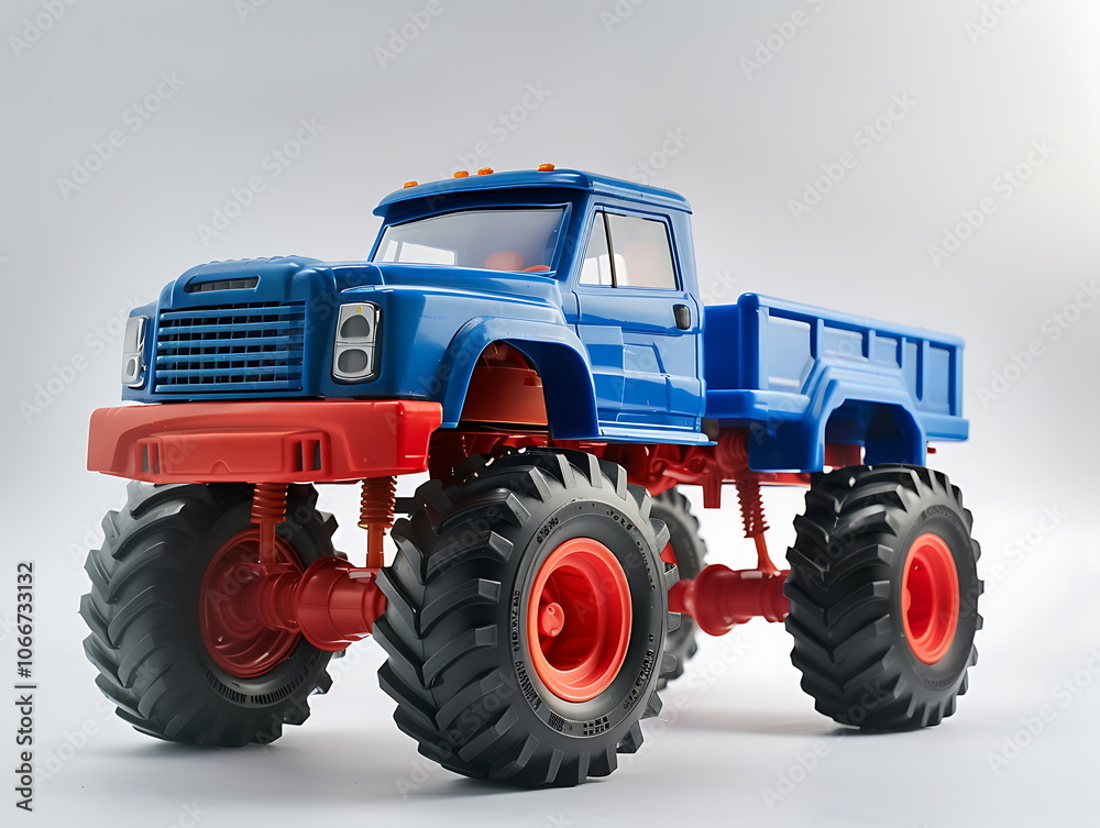 Obraz premium Red and blue toy truck for children