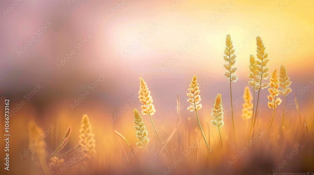 A serene scene of nature with the sun setting behind a lush green field A serene scene of nature with the sun setting behind a lush green field