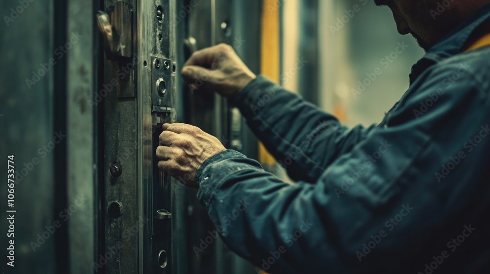 A person opens a door with a mixture of curiosity and caution A person opens a door with a mixture of curiosity and caution