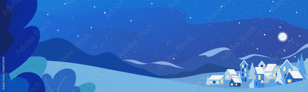 Obraz premium Winter night horizontal banner