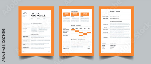 Project proposal and Project Plan layout design with 3 page full concept design