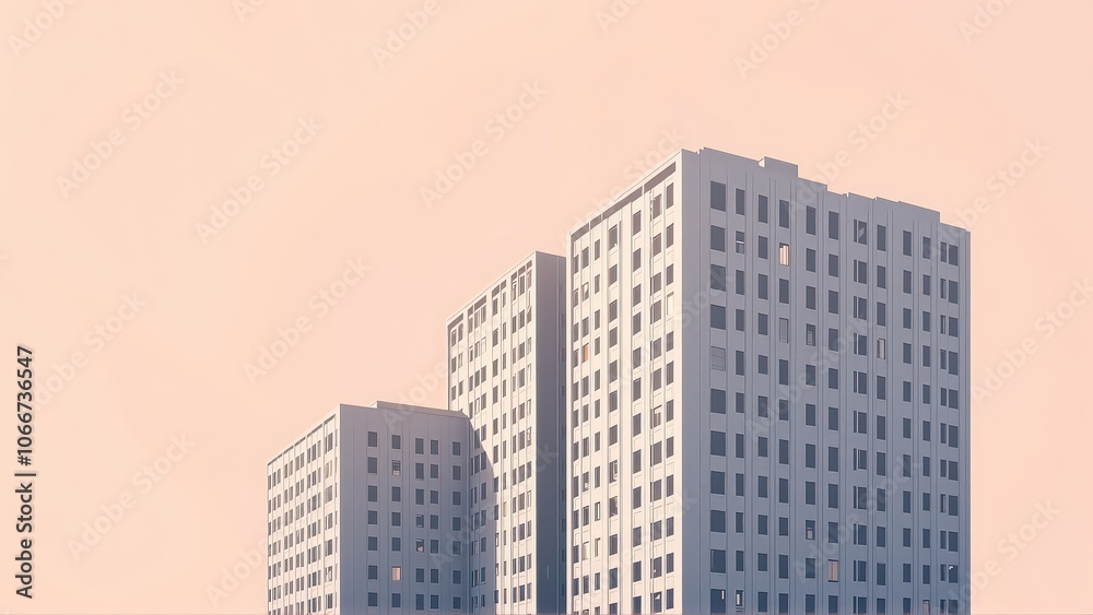 Generative AI, Minimalist Modern Architecture Against Pastel Sky Generative AI, Minimalist Modern Architecture Against Pastel Sky
