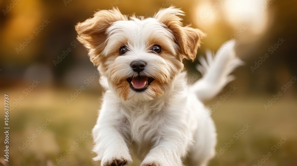 A Small White and Brown Dog Running Through Grass A Small White and Brown Dog Running Through Grass