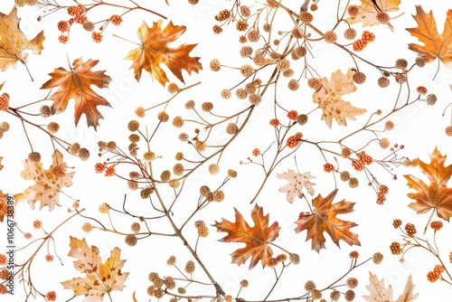 A close-up shot of a branch covered with leaves and berries, great for autumn or nature-themed designs