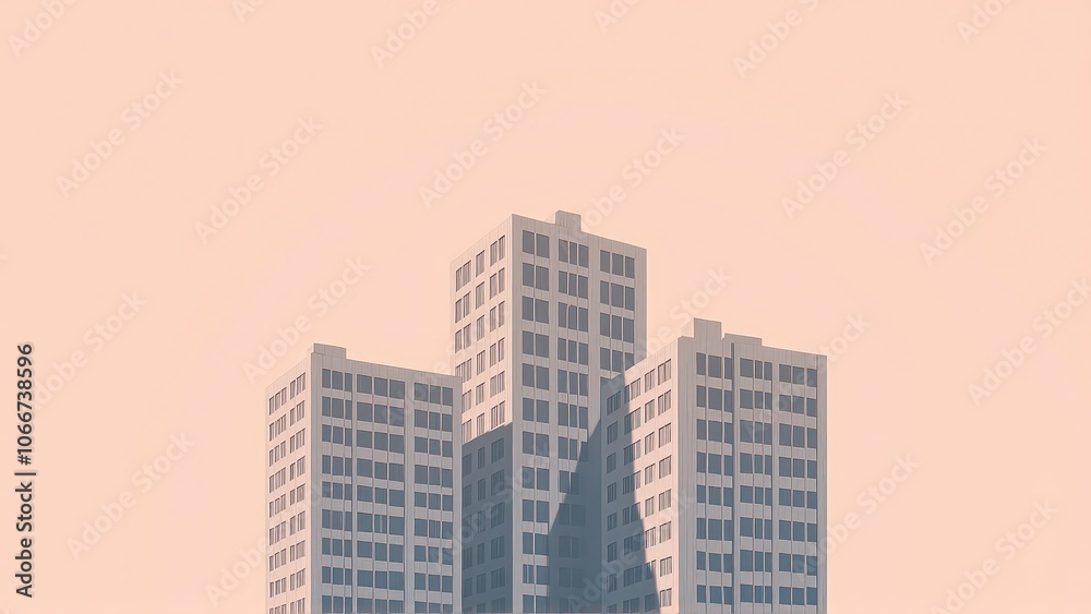 Generative AI, Minimalist Modern Architecture Against Pastel Sky Generative AI, Minimalist Modern Architecture Against Pastel Sky