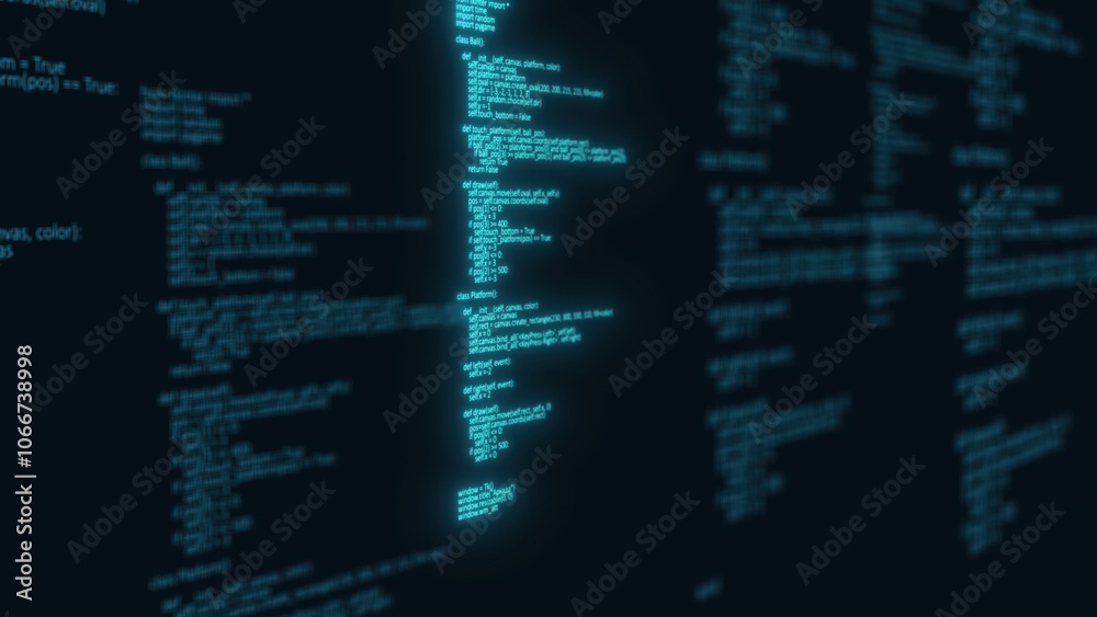 Programming code. Computer generated 3d render
