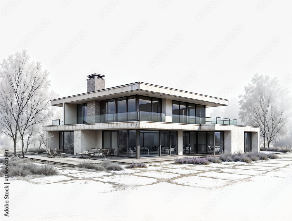 a modern two-story house designed with a minimalist aesthetic a modern two-story house designed with a minimalist aesthetic