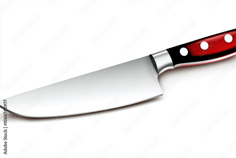 Heavy Metal Cleaver with Red Handle White Background Heavy Metal Cleaver with Red Handle White Background