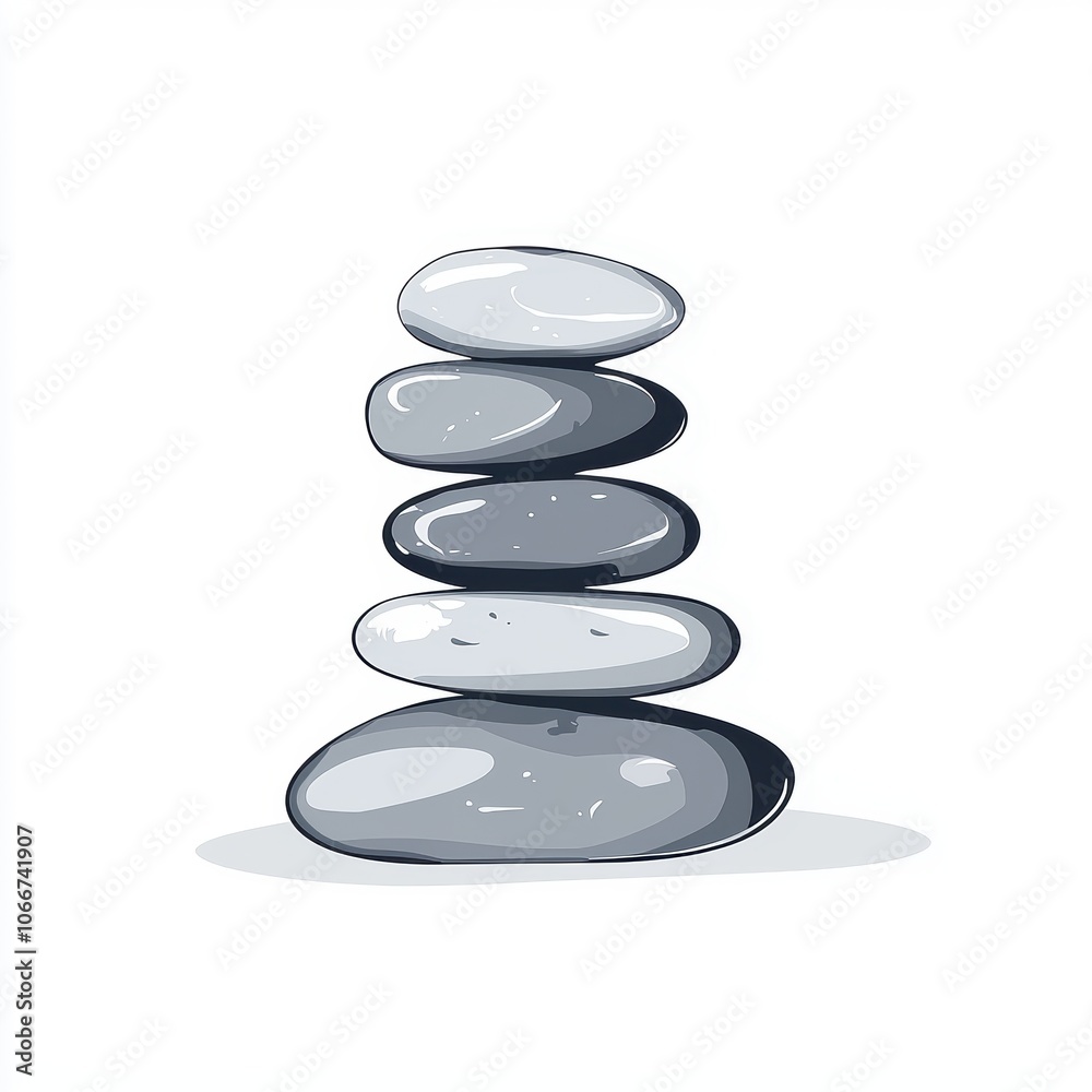 Stacked Stones in Balanced Arrangement White Background