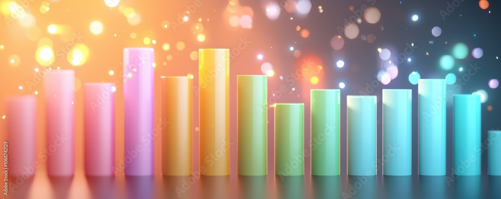 Analyze business growth with a vibrant upward trending bar chart and dynamic arrow visuals