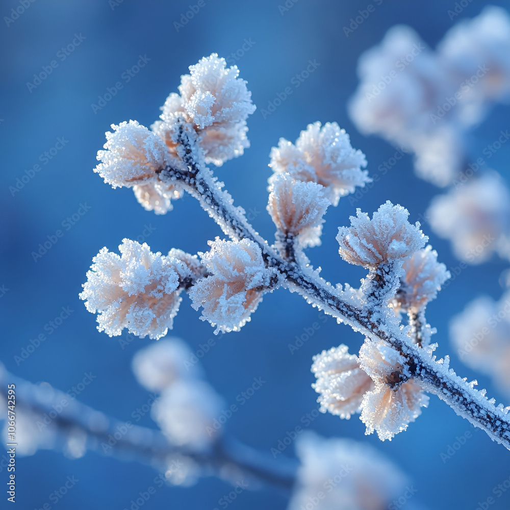 Frozen Branch with Delicate White Frost Frozen Branch with Delicate White Frost