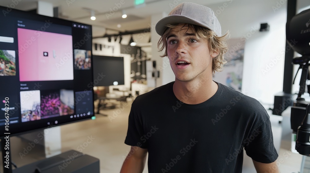 Young Entrepreneur Pitching Innovative Product Idea Young Entrepreneur Pitching Innovative Product Idea