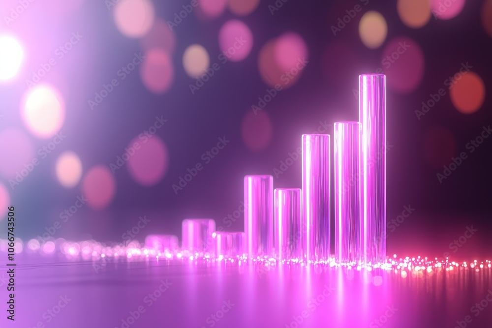 Visualize trends with upward trending bar chart arrow featuring depth effect in vibrant high fidelity