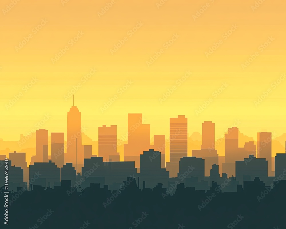 Fototapeta premium Explore the captivating beauty of a sunset city skyline with gradient backgrounds