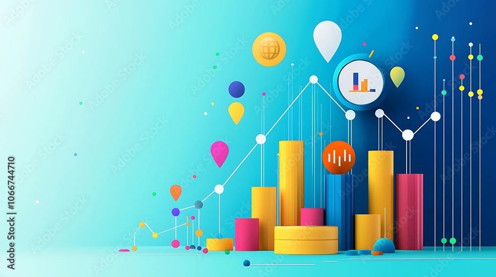 A colorful background with a bunch of different colored blocks and a graph A colorful background with a bunch of different colored blocks and a graph