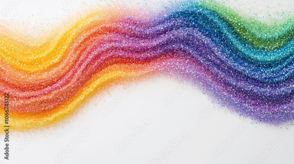Colorful Glitter Waves on White Background Colorful Glitter Waves on White Background